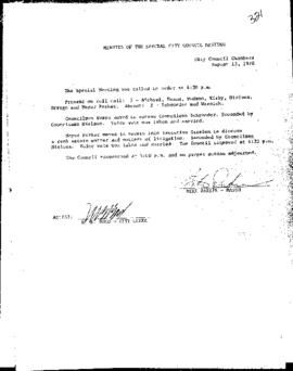 City Council Meeting Minutes, Special, August 15, 1978
