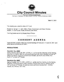 City Council Meeting Minutes, March 6, 2001