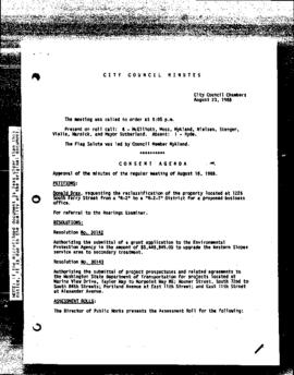 City Council Meeting Minutes, August 23, 1988