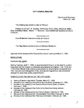 City Council Meeting Minutes, March 21, 1995