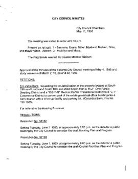 City Council Meeting Minutes, May 11, 1993