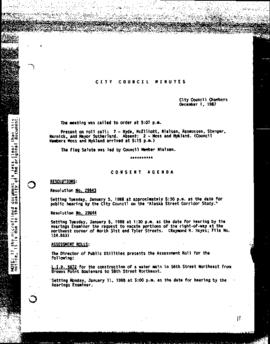 City Council Meeting Minutes, December 1, 1987
