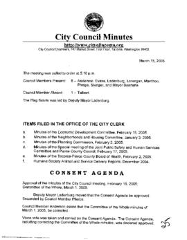 City Council Meeting Minutes, March 15, 2005