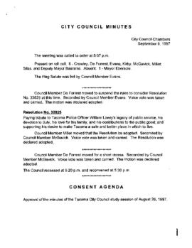 City Council Meeting Minutes, September 9, 1997