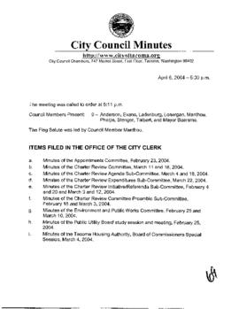 City Council Meeting Minutes, April 6, 2004