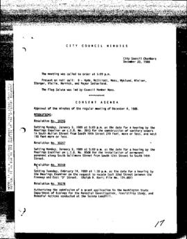 City Council Meeting Minutes, December 20, 1988