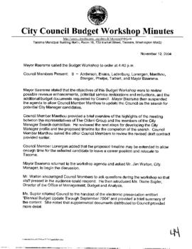 City Council Meeting Minutes, November 12, 2004