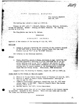 City Council Meeting Minutes, July 26, 1977