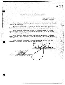 City Council Meeting Minutes, Special, September 22, 1977