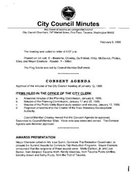 City Council Meeting Minutes, February 9, 1999