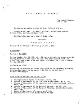 City Council Meeting Minutes, June 11, 1991