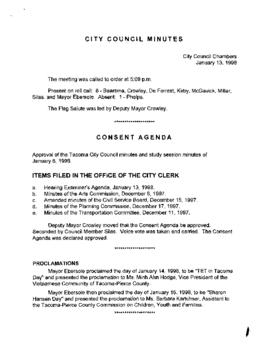City Council Meeting Minutes, January 13, 1998