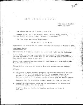 City Council Meeting Minutes, August 15, 1978