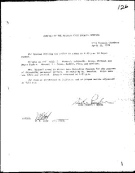City Council Meeting Minutes, Special, April 11, 1978