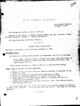 City Council Meeting Minutes, November 9, 1976