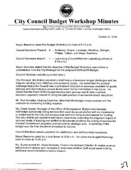 City Council Meeting Minutes, October 23, 2004