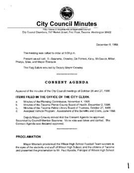 City Council Meeting Minutes, December 8, 1998