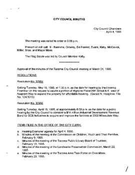 City Council Meeting Minutes, April 4, 1995