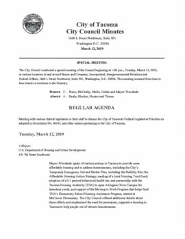 City Council Meeting Minutes, March 12, 2019