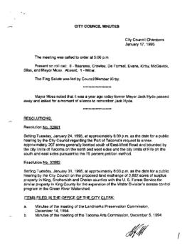 City Council Meeting Minutes, January 17, 1995