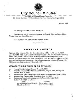 City Council Meeting Minutes, July 13, 1999