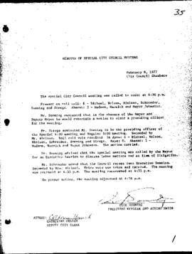 City Council Meeting Minutes, Special, February 8, 1977