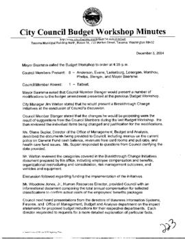 City Council Meeting Minutes, December 3, 2004