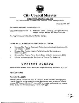 City Council Meeting Minutes, December 14, 2004