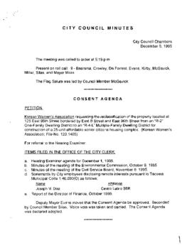 City Council Meeting Minutes, December 5, 1995