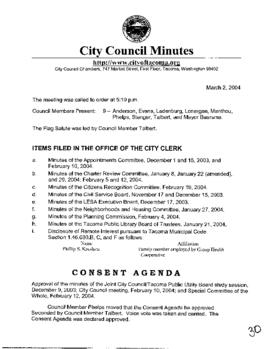 City Council Meeting Minutes, March 2, 2004