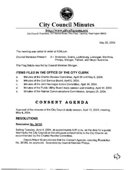 City Council Meeting Minutes, May 25, 2004