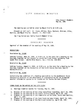 City Council Meeting Minutes, May 21, 1991