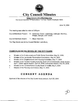 City Council Meeting Minutes, June 15, 2004
