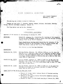 City Council Meeting Minutes, February 3, 1976