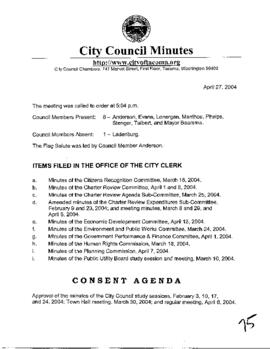 City Council Meeting Minutes, April 27, 2004