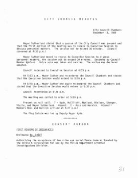 City Council Meeting Minutes, December 19, 1989
