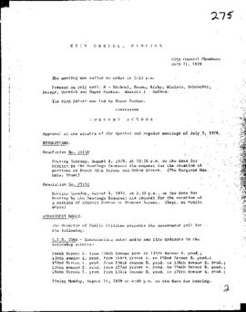 City Council Meeting Minutes, July 11, 1978
