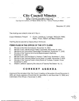 City Council Meeting Minutes, December 17, 2002