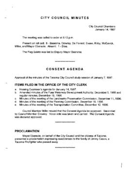 City Council Meeting Minutes, January 14, 1997