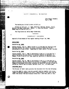 City Council Meeting Minutes, May 3, 1988