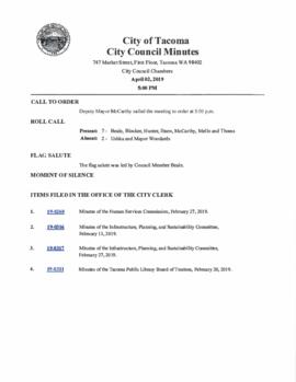 City Council Meeting Minutes, April 2, 2019
