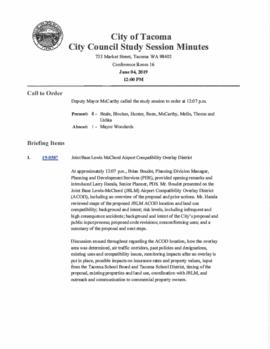 City Council Study Session Minutes, June 4, 2019