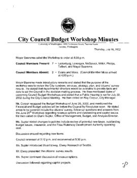 City Council Meeting Minutes, July 18, 2002