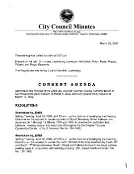 City Council Meeting Minutes, March 26, 2002