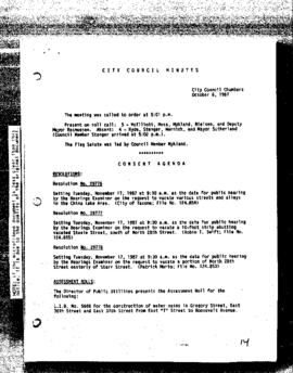 City Council Meeting Minutes, October 6, 1987