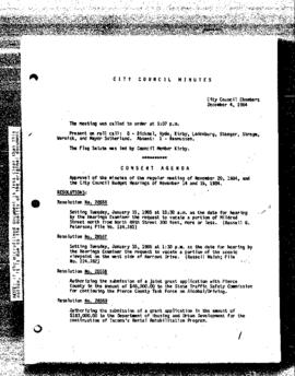 City Council Meeting Minutes, December 4, 1984