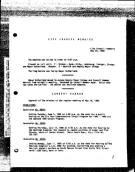 City Council Meeting Minutes, May 22, 1984