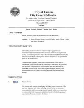 City Council Meeting Minutes, February 15, 2019