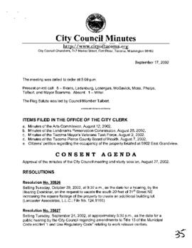 City Council Meeting Minutes, September 17, 2002